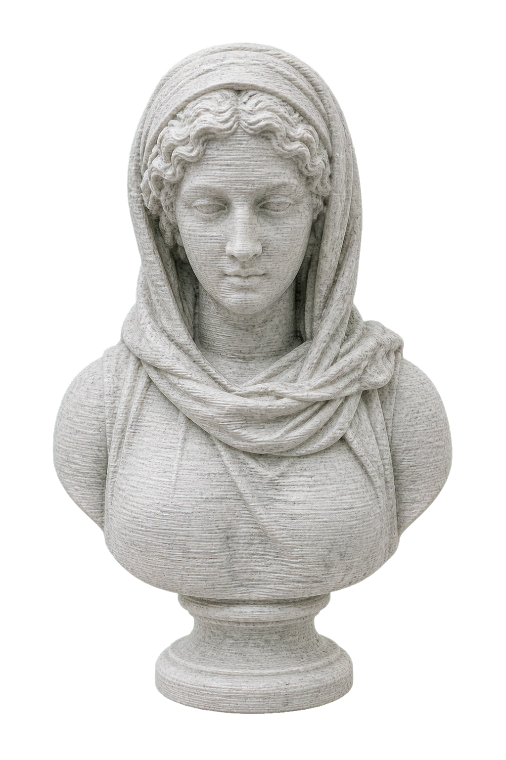 Fantasy Bust of a Veiled Woman (Marguerite Bellanger?) Marble Stone collectible bust