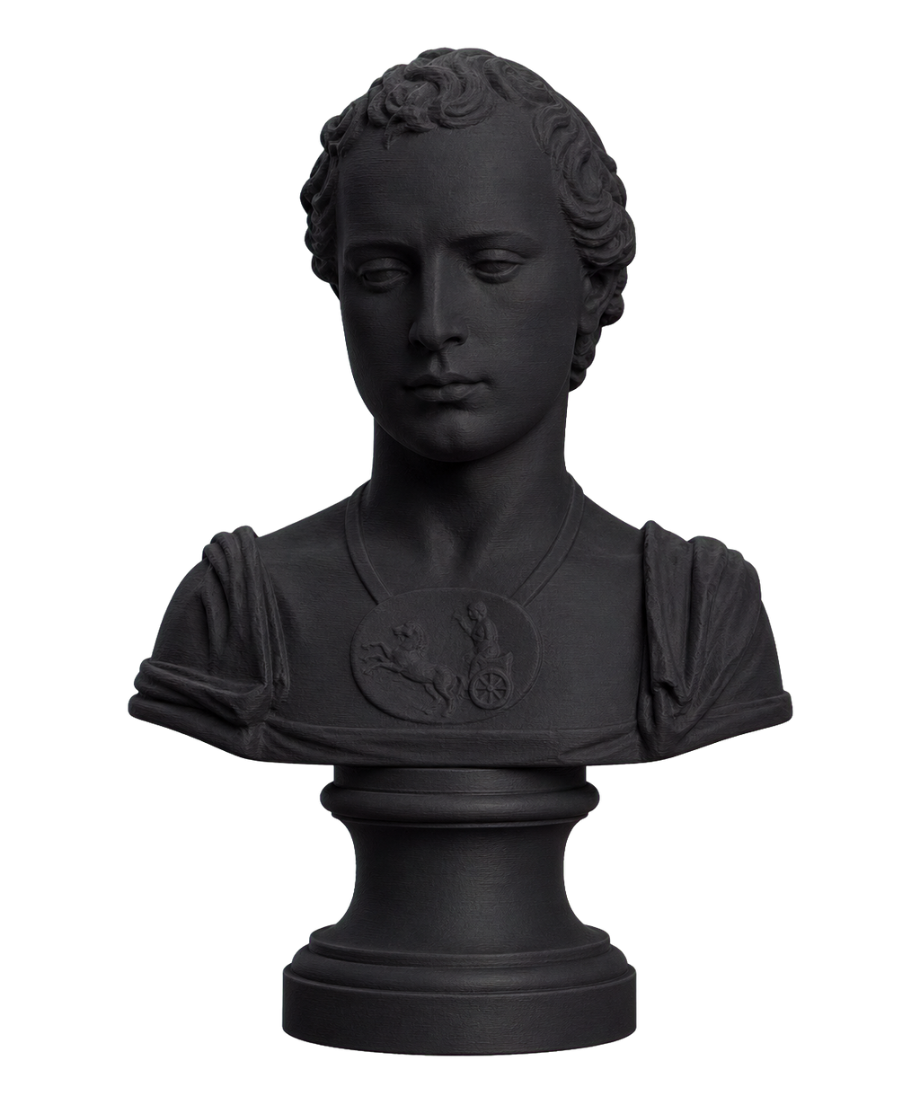 Bust of a Young Man with a Medallion Charcoal Black collectible bust