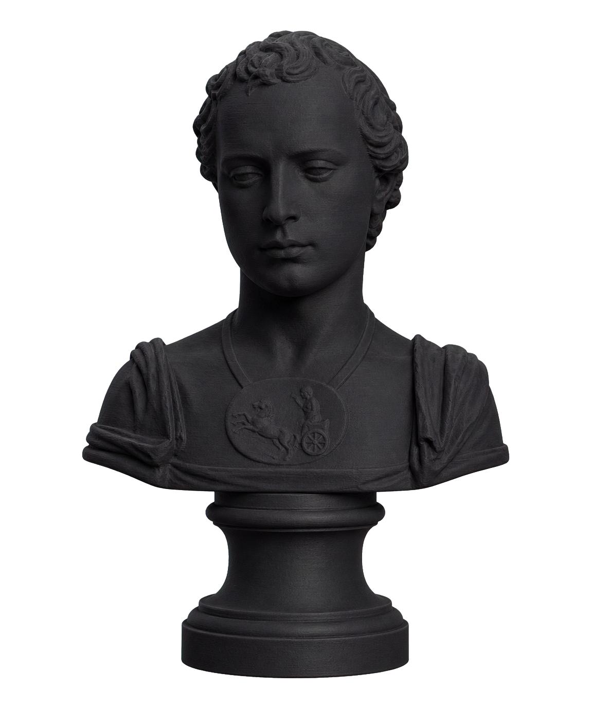 Bust of a Young Man with a Medallion Charcoal Black collectible bust