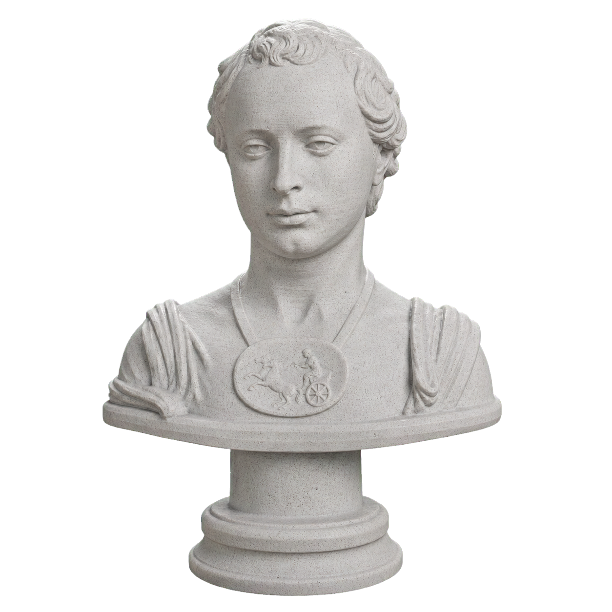 Bust of a Young Man with a Medallion Marble Stone collectible bust