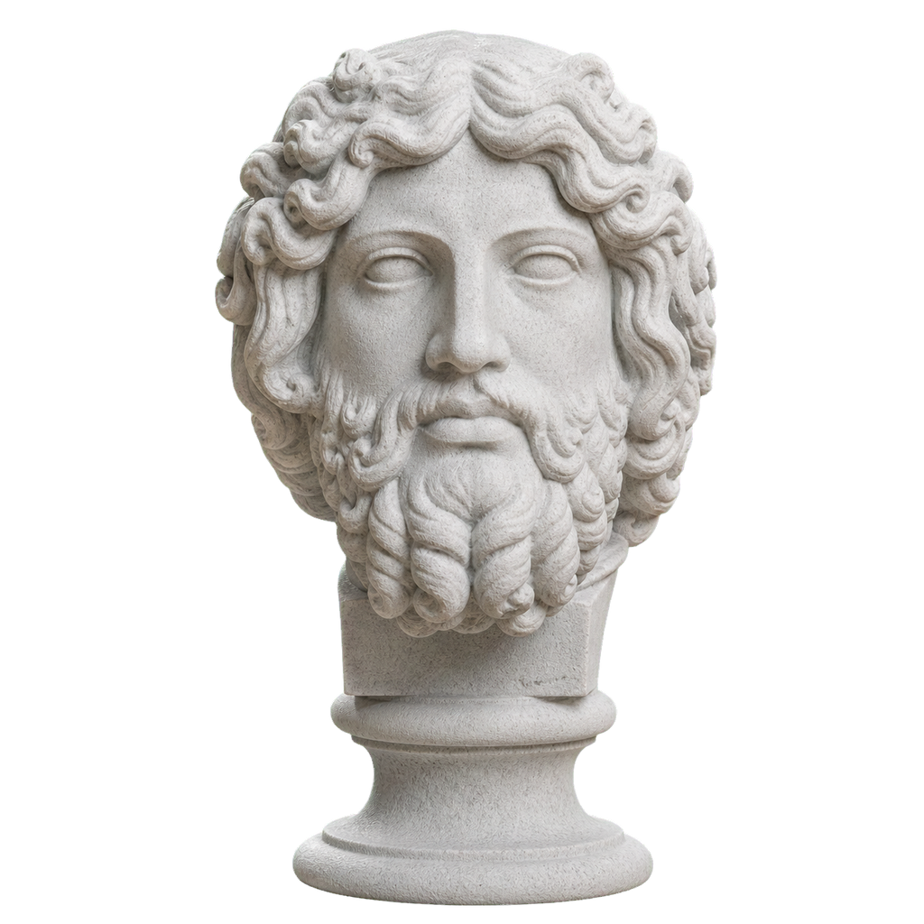 Bearded Deity Zeus Marble Stone collectible bust