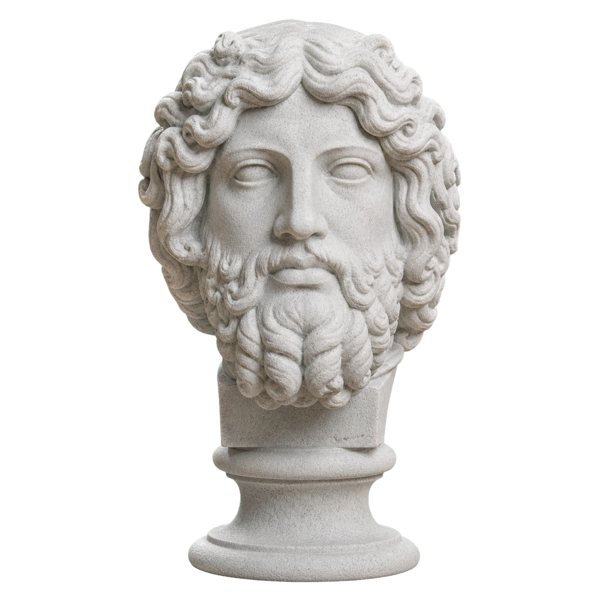 Bearded Deity Zeus Marble Stone collectible bust