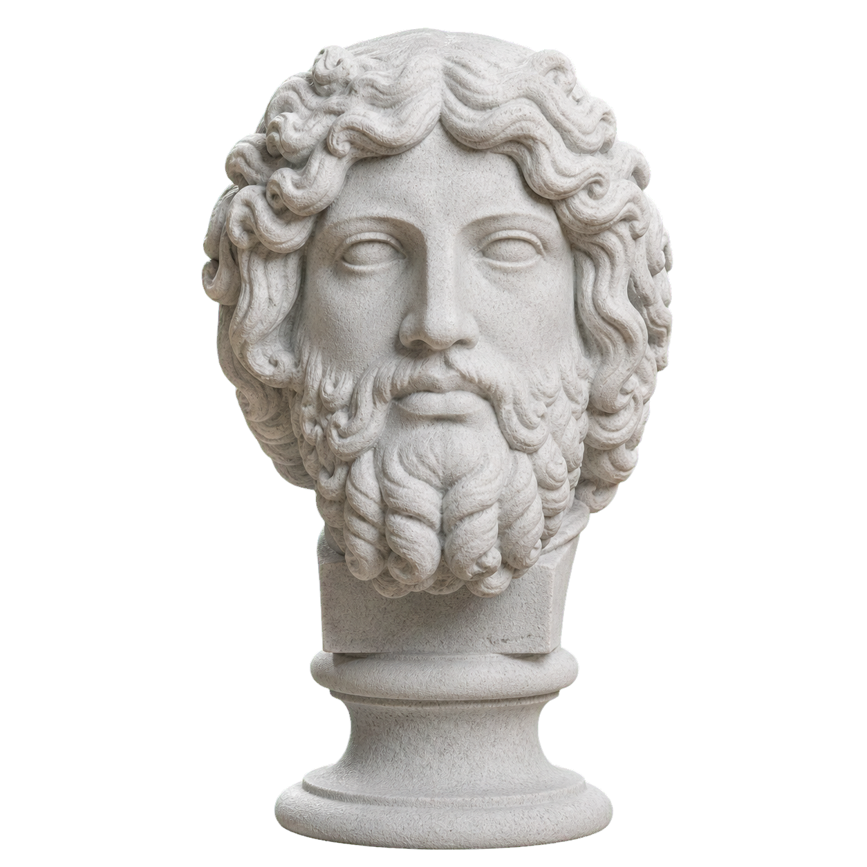 Bearded Deity Zeus Marble Stone collectible bust