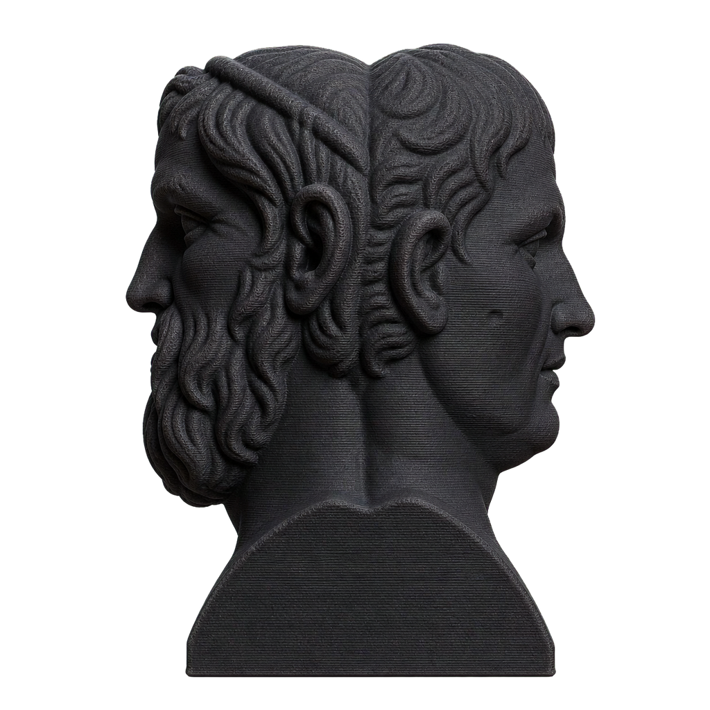 Double Herm of Aristophanes and Menander Charcoal Black collectible bust