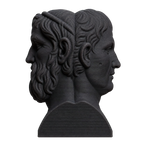 Double Herm of Aristophanes and Menander Charcoal Black collectible bust