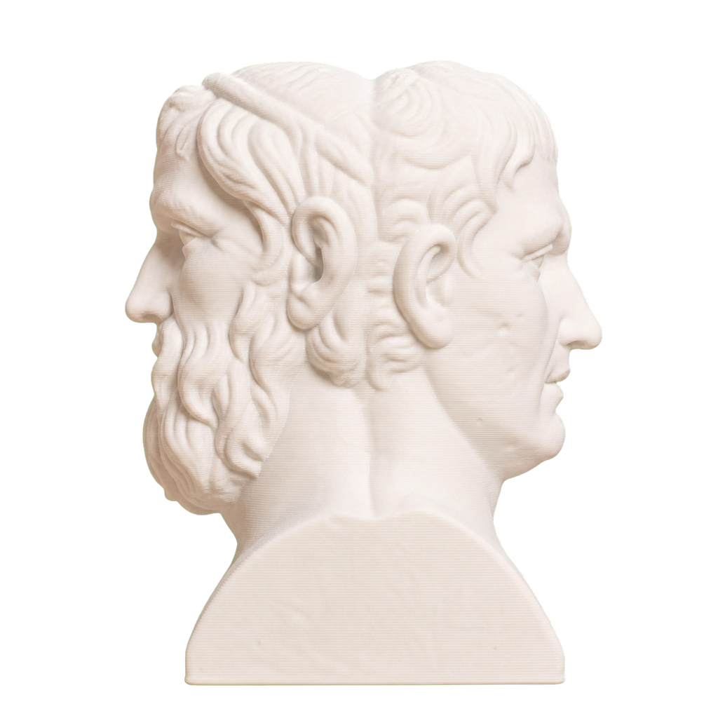 Double Herm of Aristophanes and Menander Ivory White collectible bust