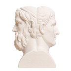 Double Herm of Aristophanes and Menander Ivory White collectible bust