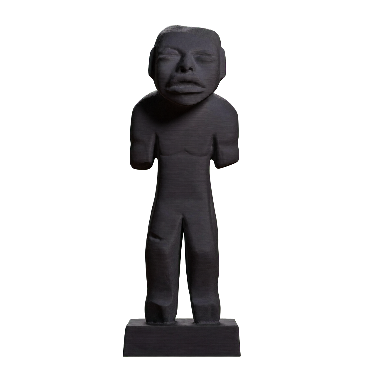 Sculpture Olmec Man Charcoal Black collectible bust