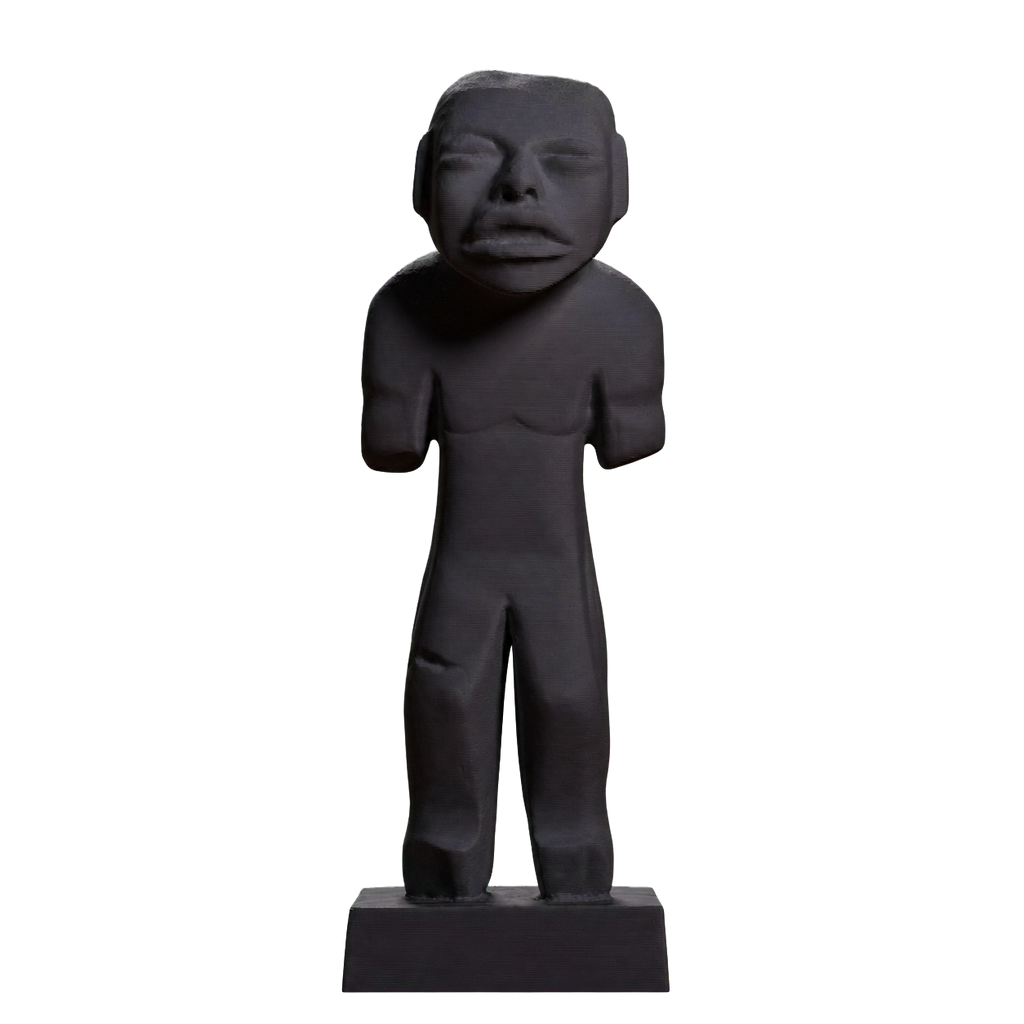 Sculpture Olmec Man Charcoal Black collectible bust