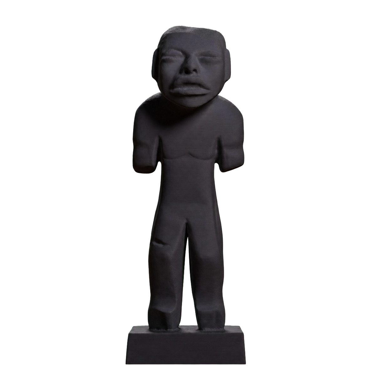 Sculpture Olmec Man Charcoal Black collectible bust
