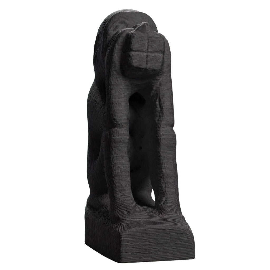 Figure of a squatting monkey Charcoal Black collectible bust