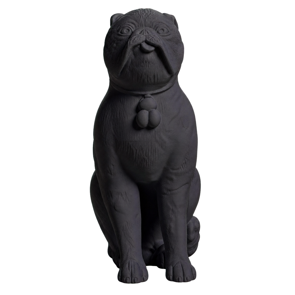 Chinese Porcelain Pug Dog B (One of a Pair) Charcoal Black collectible bust