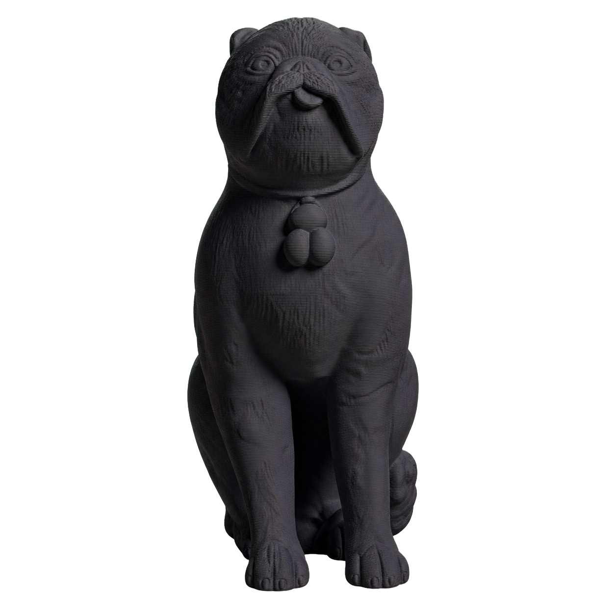 Chinese Porcelain Pug Dog B (One of a Pair) Charcoal Black collectible bust