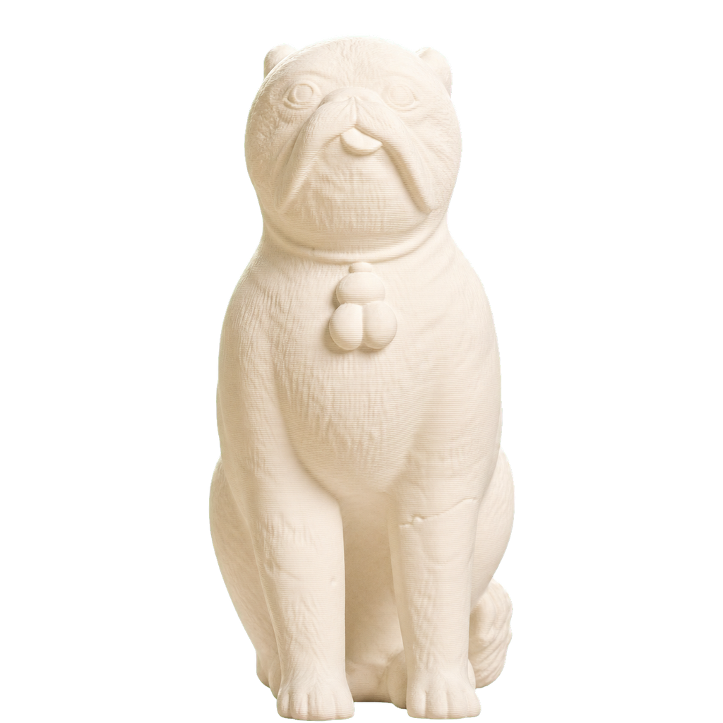 Chinese Porcelain Pug Dog B (One of a Pair) Ivory White collectible bust