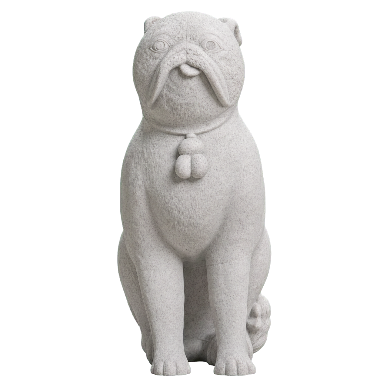 Chinese Porcelain Pug Dog B (One of a Pair) Marble Stone collectible bust