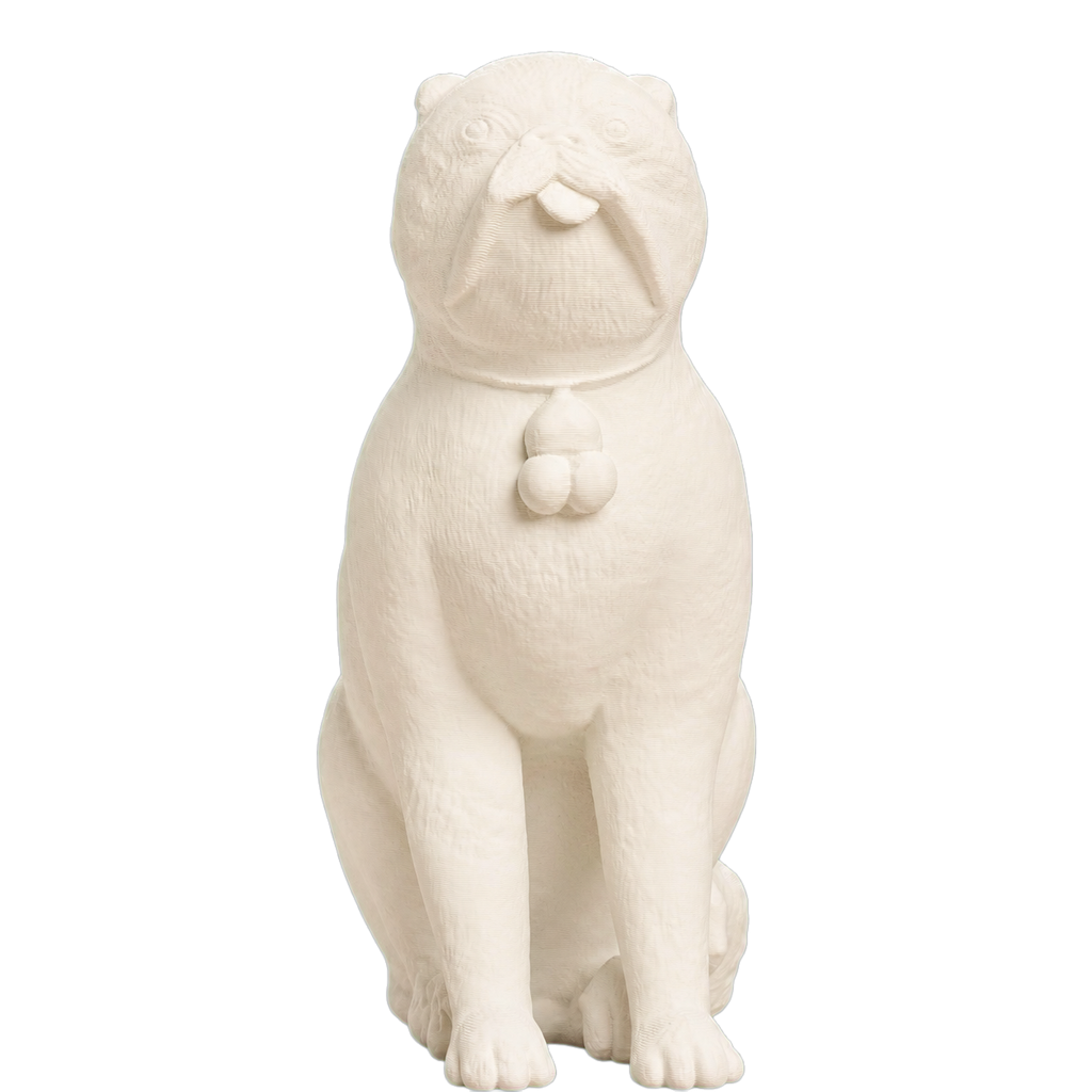 Chinese Porcelain Pug Dog A (One of a Pair) Ivory White collectible bust