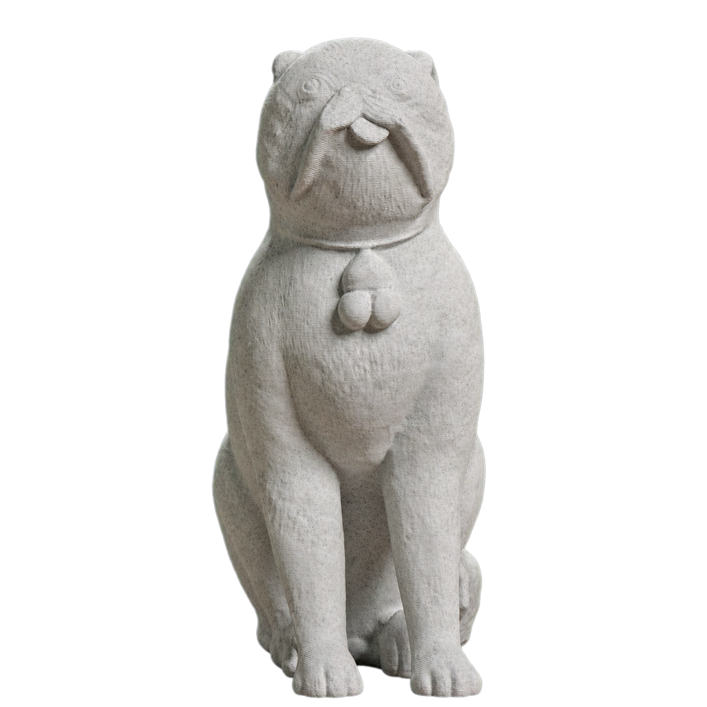 Chinese Porcelain Pug Dog A (One of a Pair) Marble Stone collectible bust