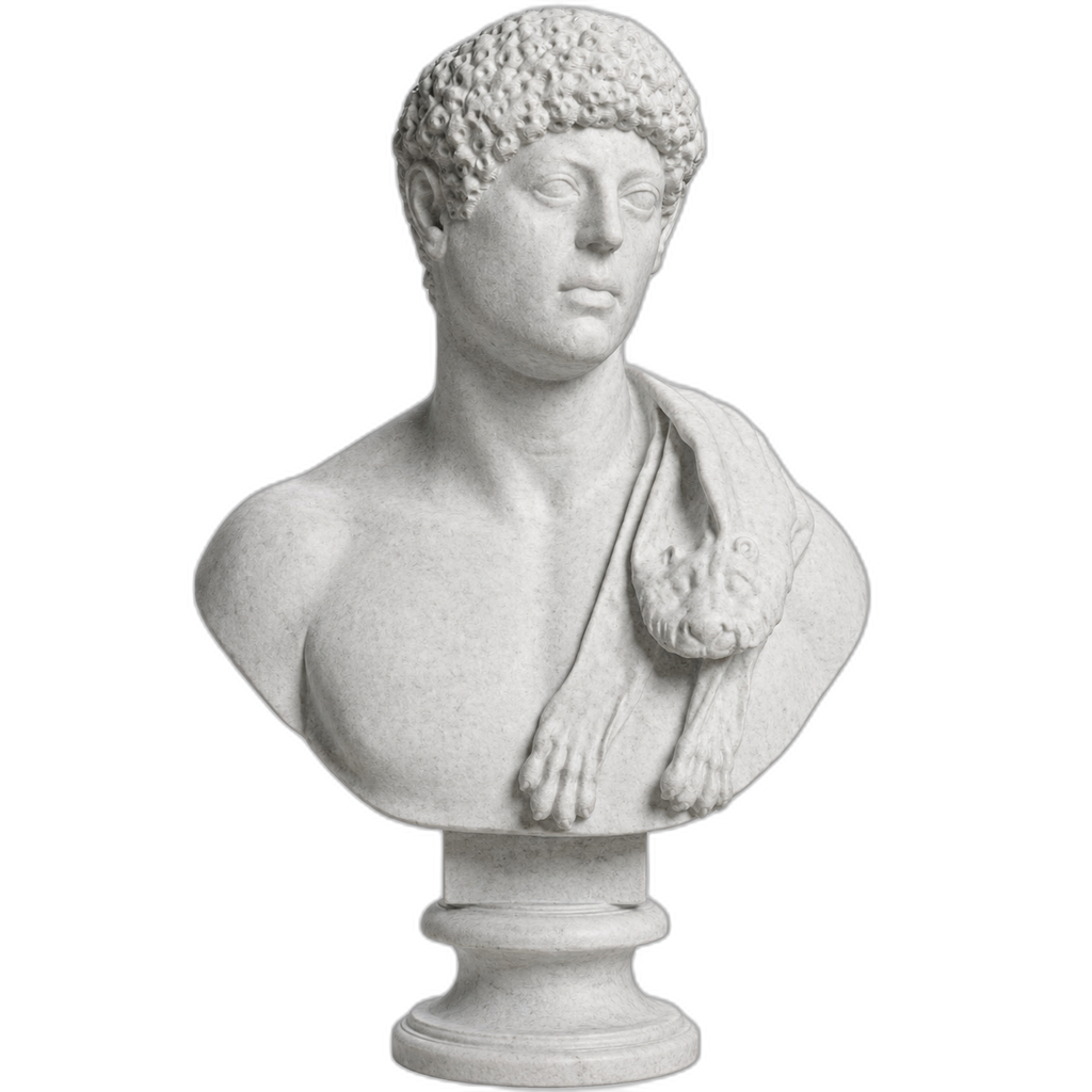Portrait with panther skin over shoulder Marble Stone collectible bust