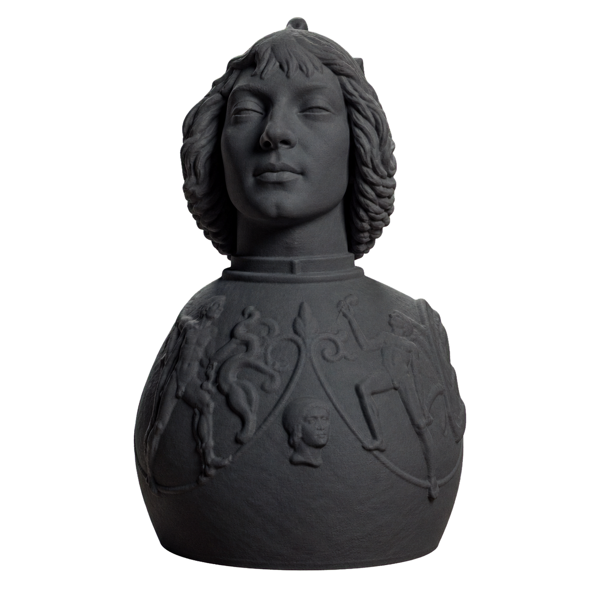 Helmet-clad man and chest harness with relief Charcoal Black collectible bust