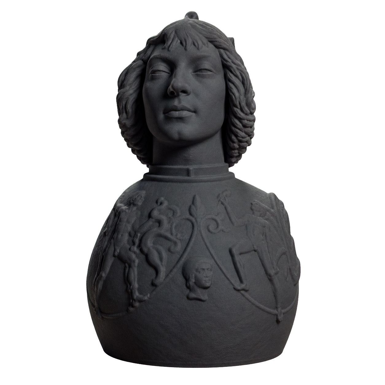 Helmet-clad man and chest harness with relief Charcoal Black collectible bust
