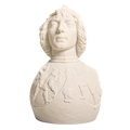 Helmet-clad man and chest harness with relief Ivory White collectible bust