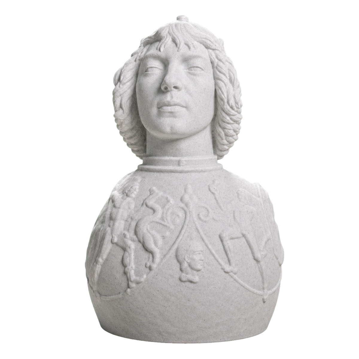 Helmet-clad man and chest harness with relief Marble Stone collectible bust