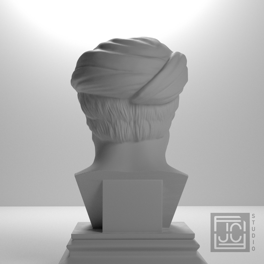 Pythagoras bust, back studio view