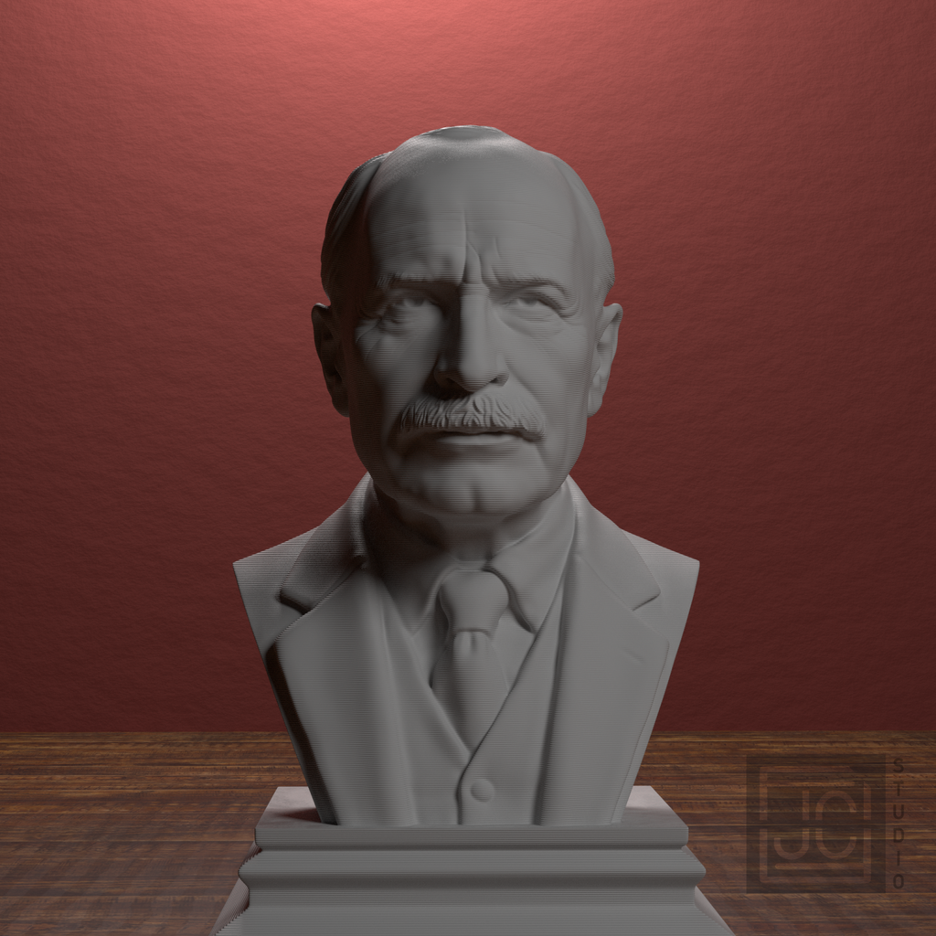 Carl Jung bust front view in library scene