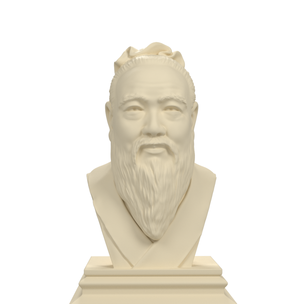 Confucius bust, ivory white view