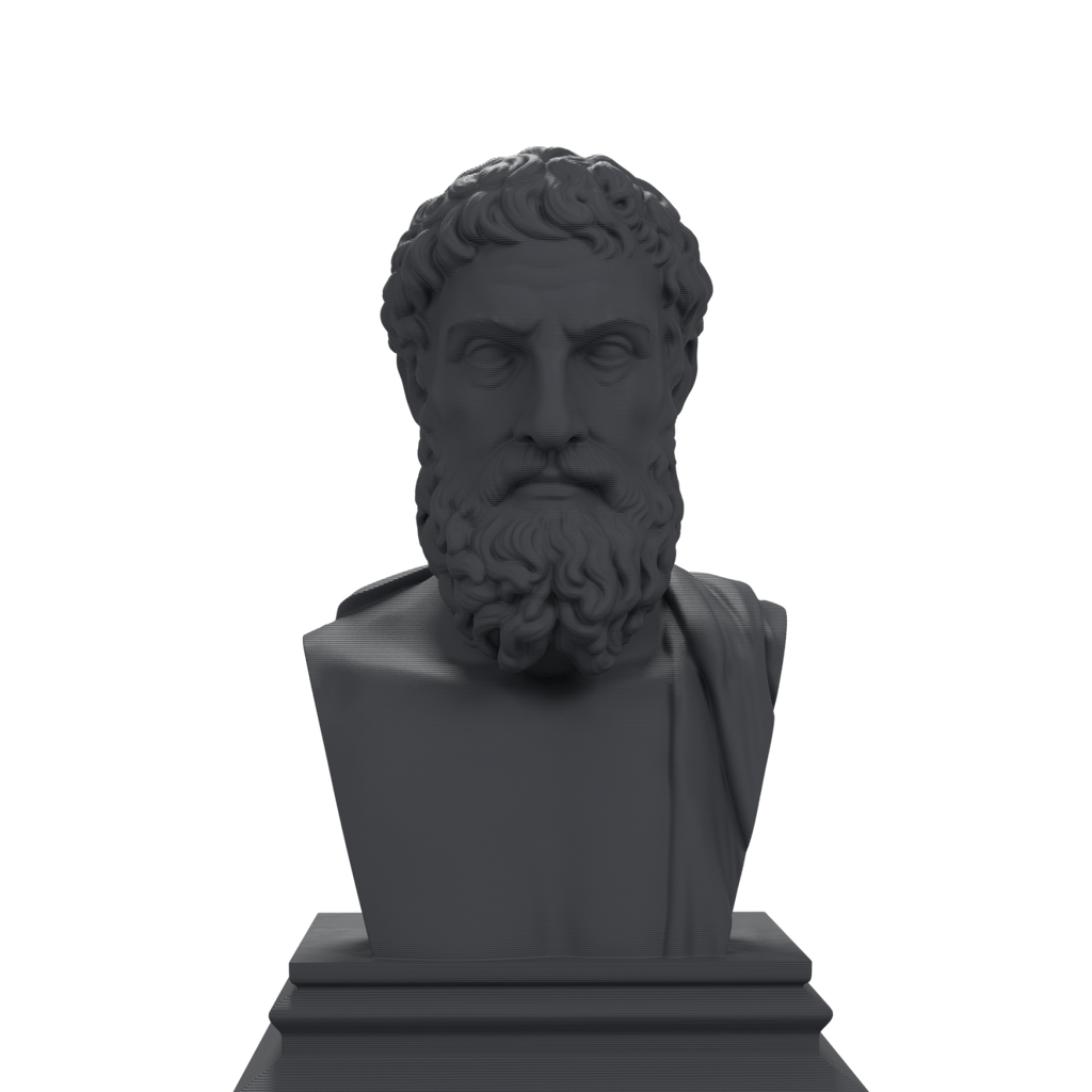 Epicurus bust in charcoal black