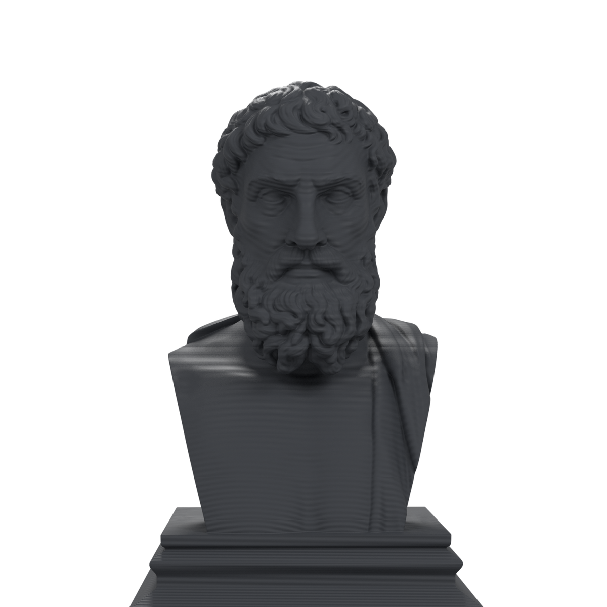 Epicurus bust in charcoal black