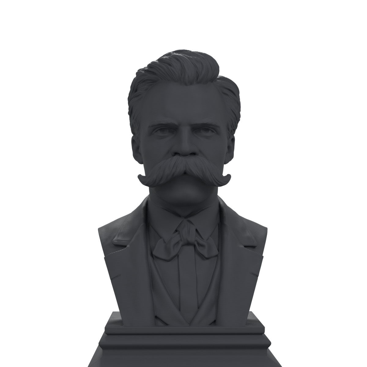 Friedrich Nietzsche bust, charcoal black view