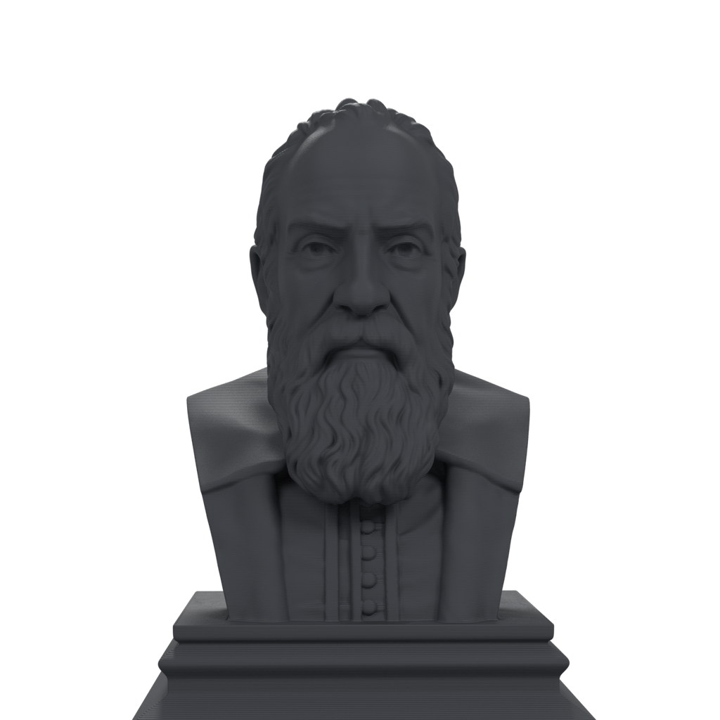 Galileo Galilei bust, charcoal black view