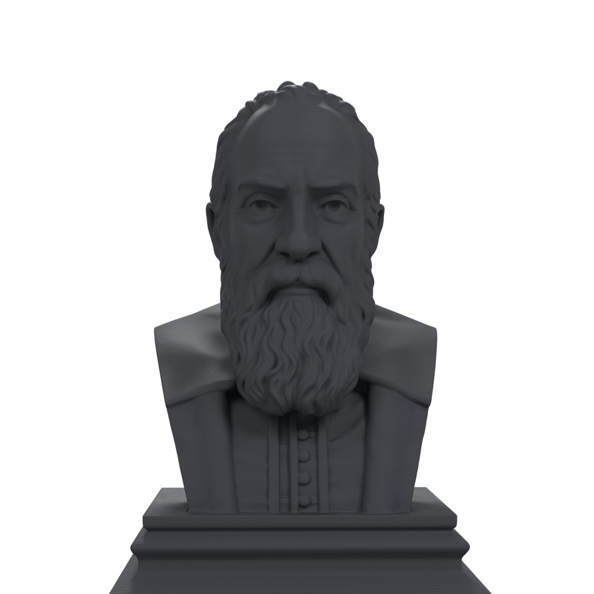 Galileo Galilei bust, charcoal black view