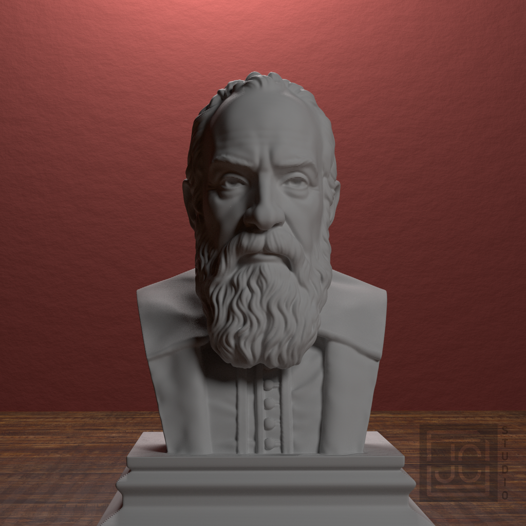 Galileo Galilei bust, library front view