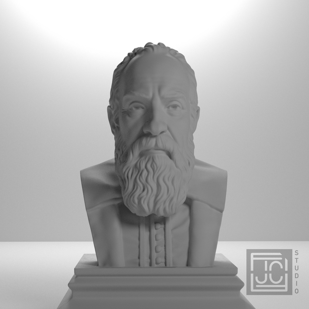Galileo Galilei bust, studio front view
