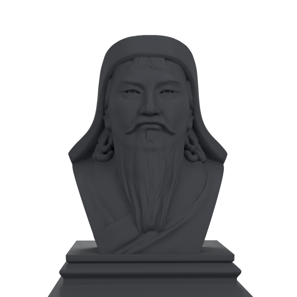 Genghis Khan bust in charcoal black