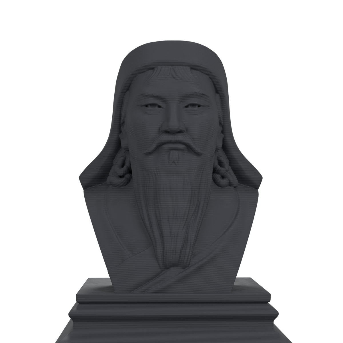 Genghis Khan bust in charcoal black