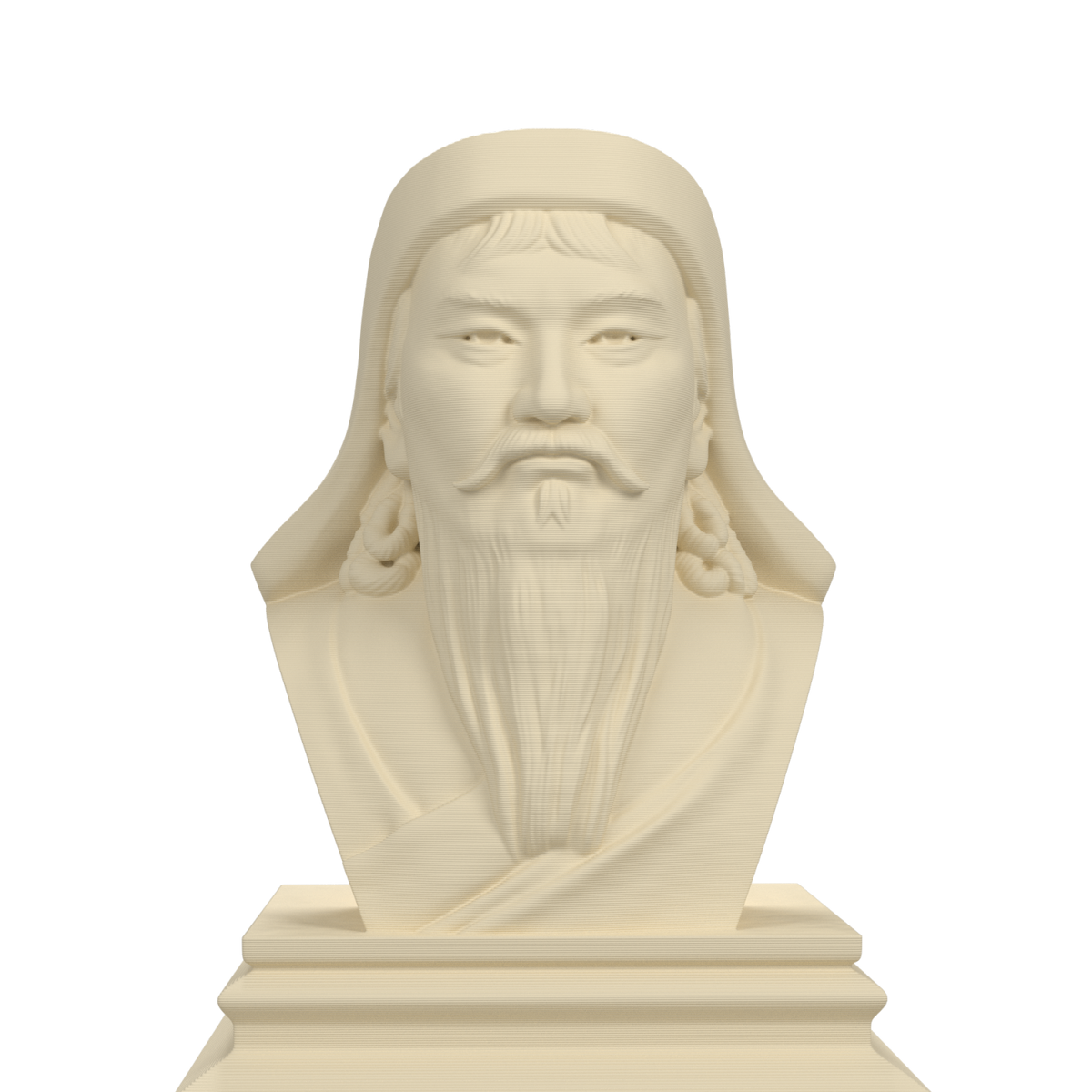 Genghis Khan bust in ivory white