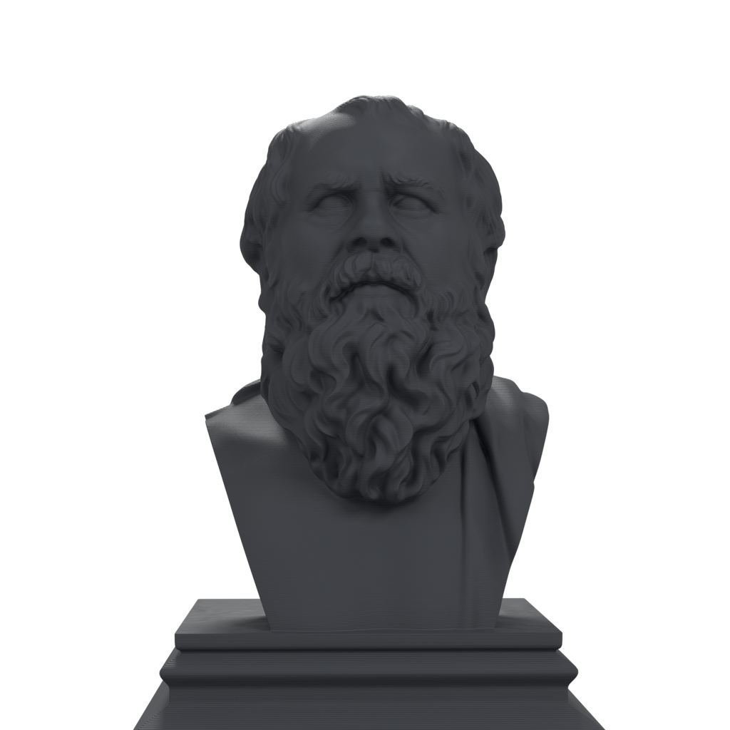 Heraclitus bust, charcoal black view