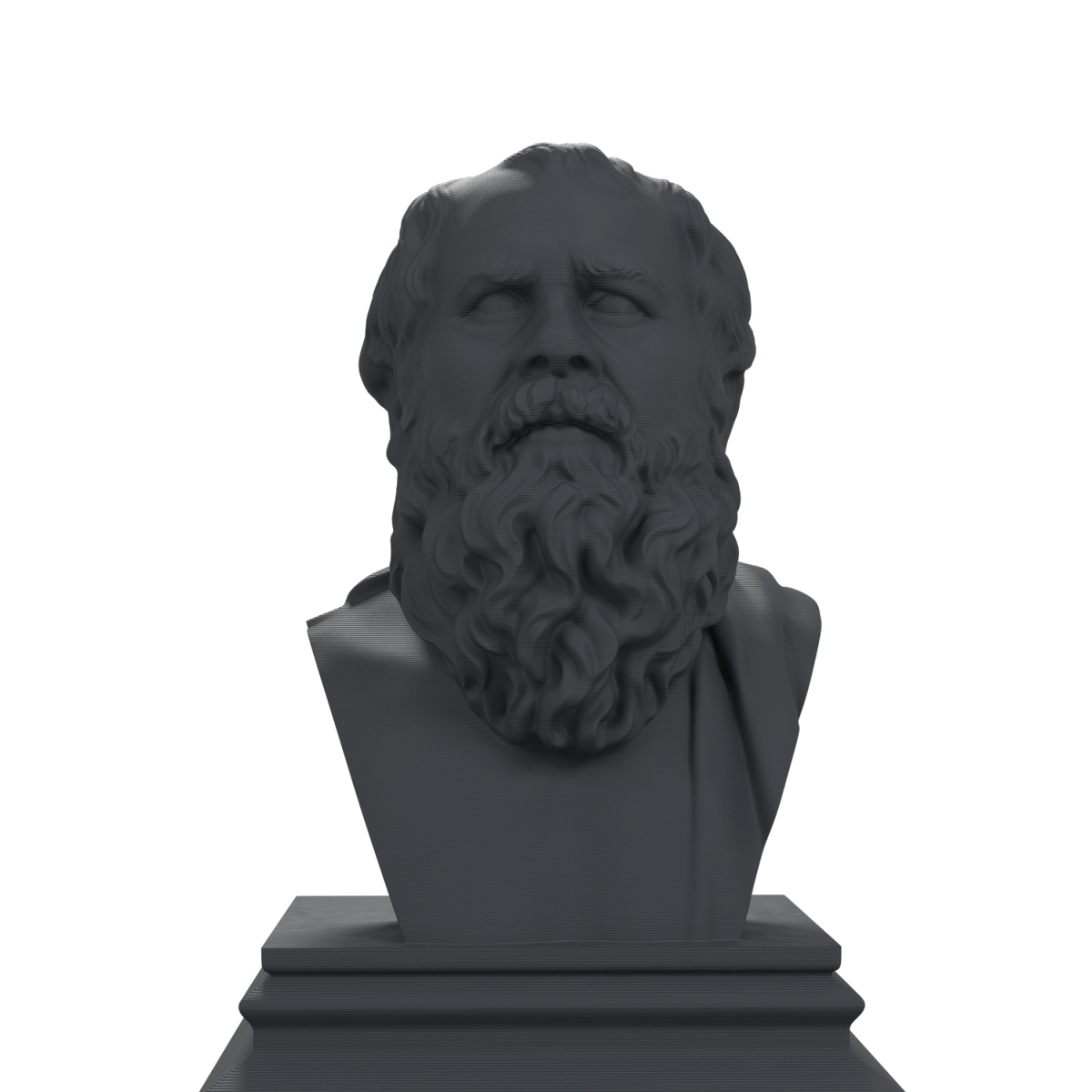 Heraclitus bust, charcoal black view