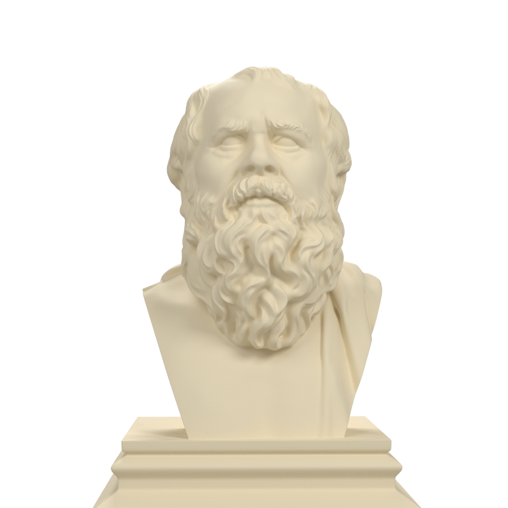 Heraclitus bust, ivory white view