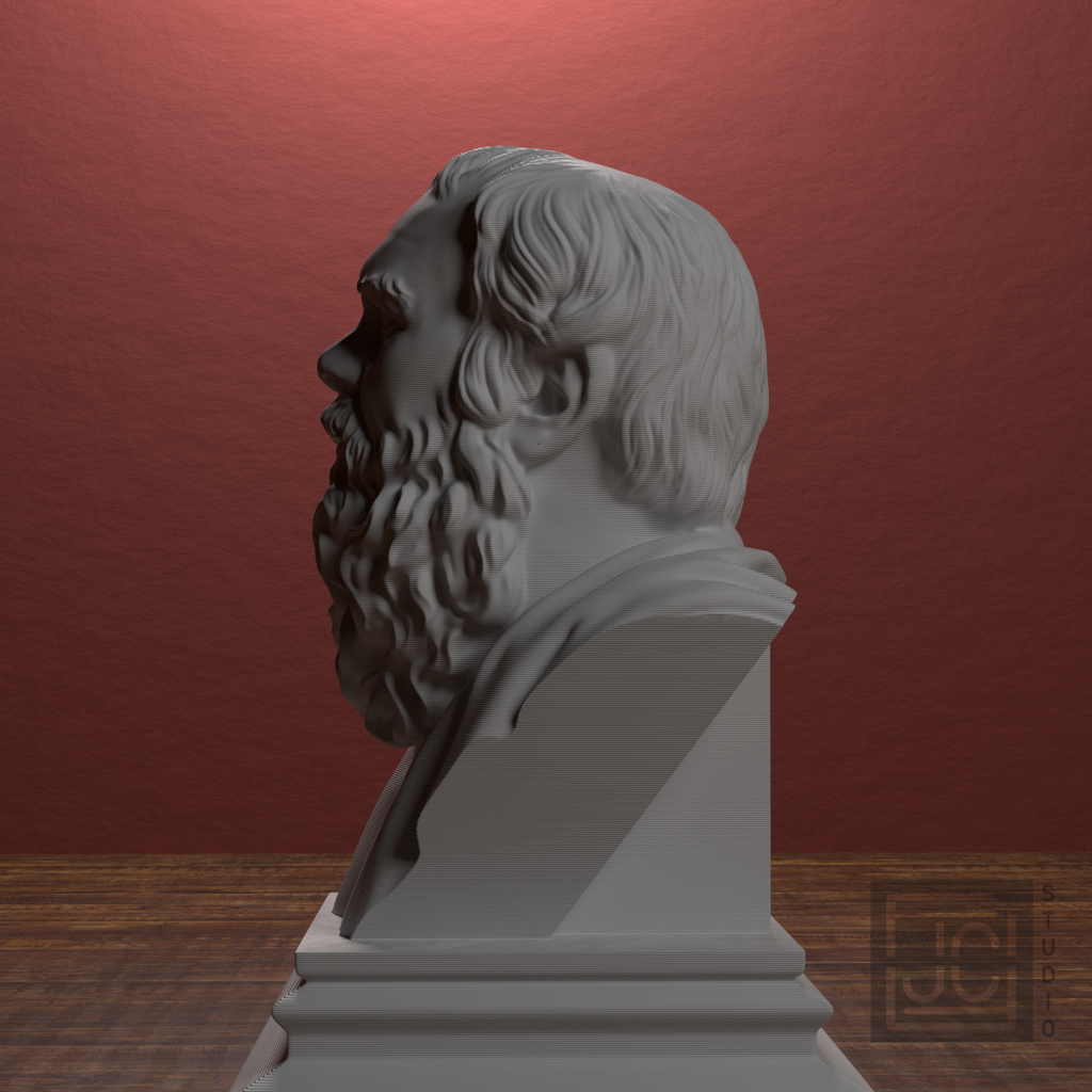 Heraclitus bust, library left view