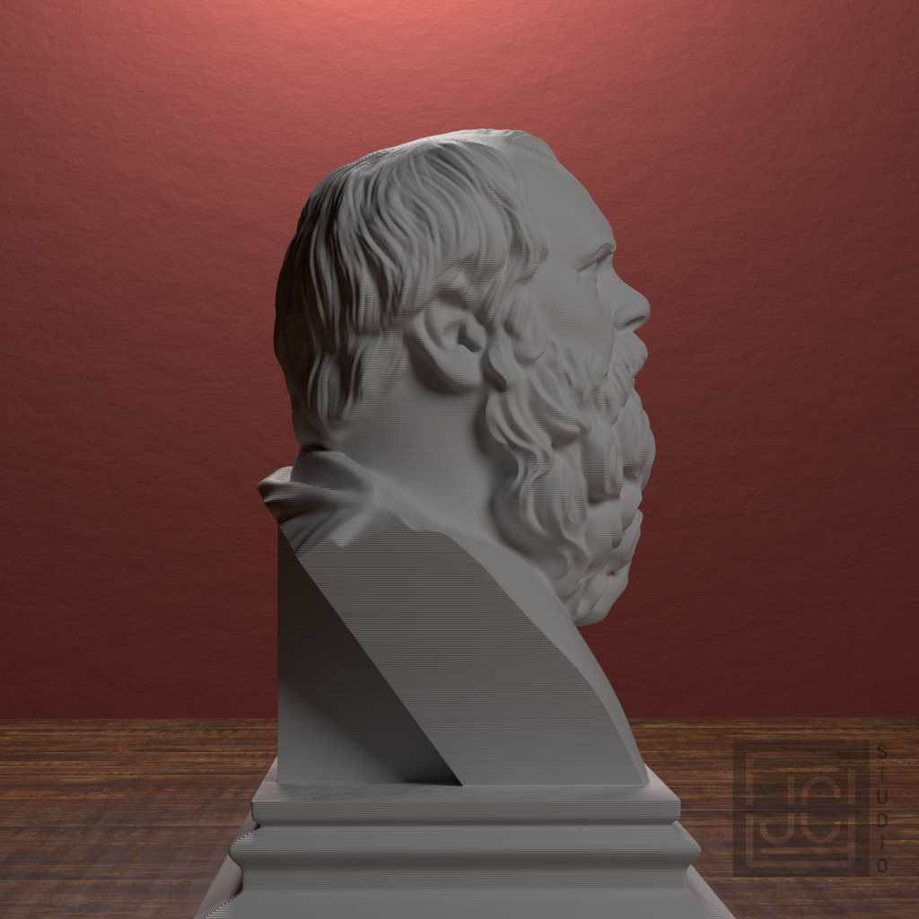 Heraclitus bust, library right view