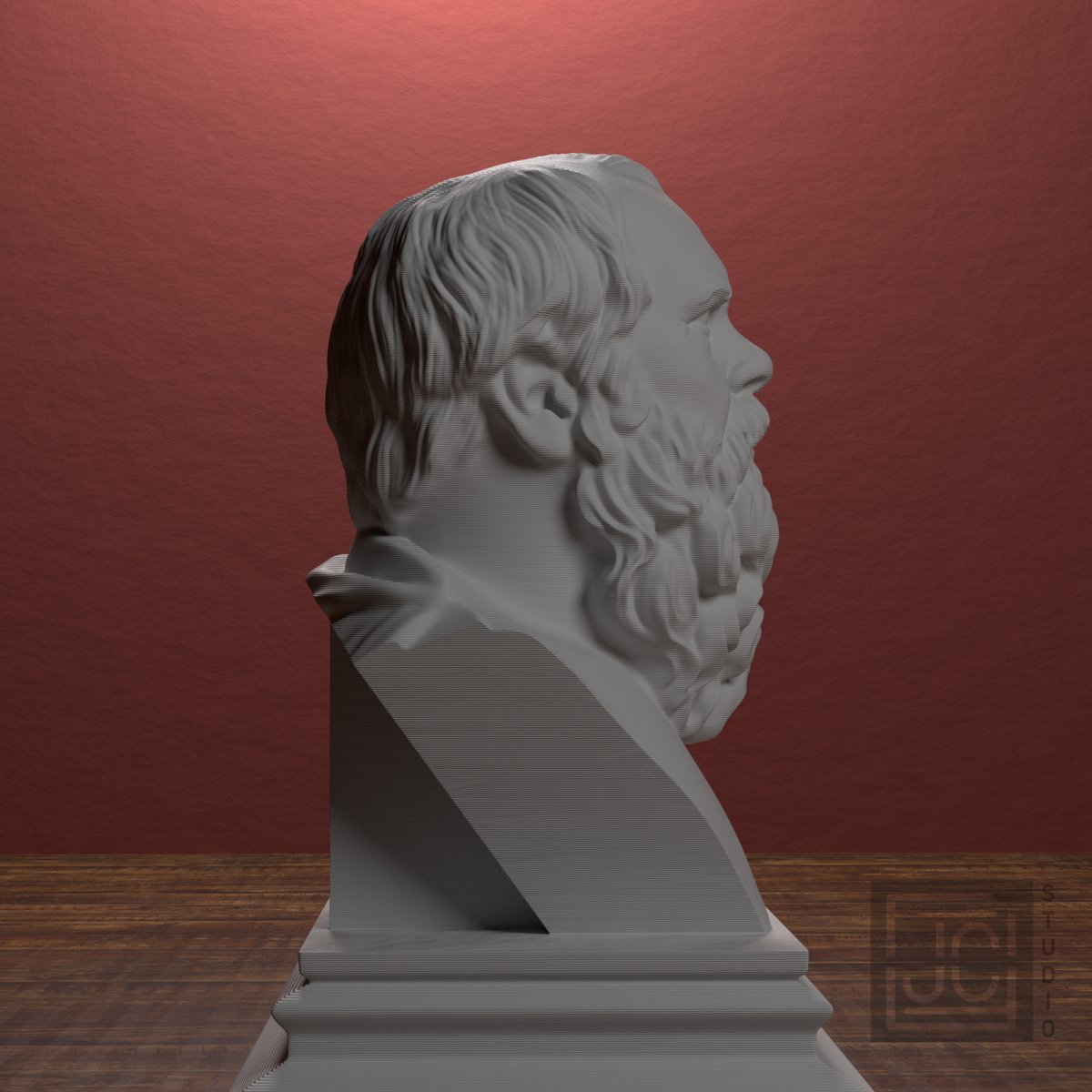 Heraclitus bust, library right view