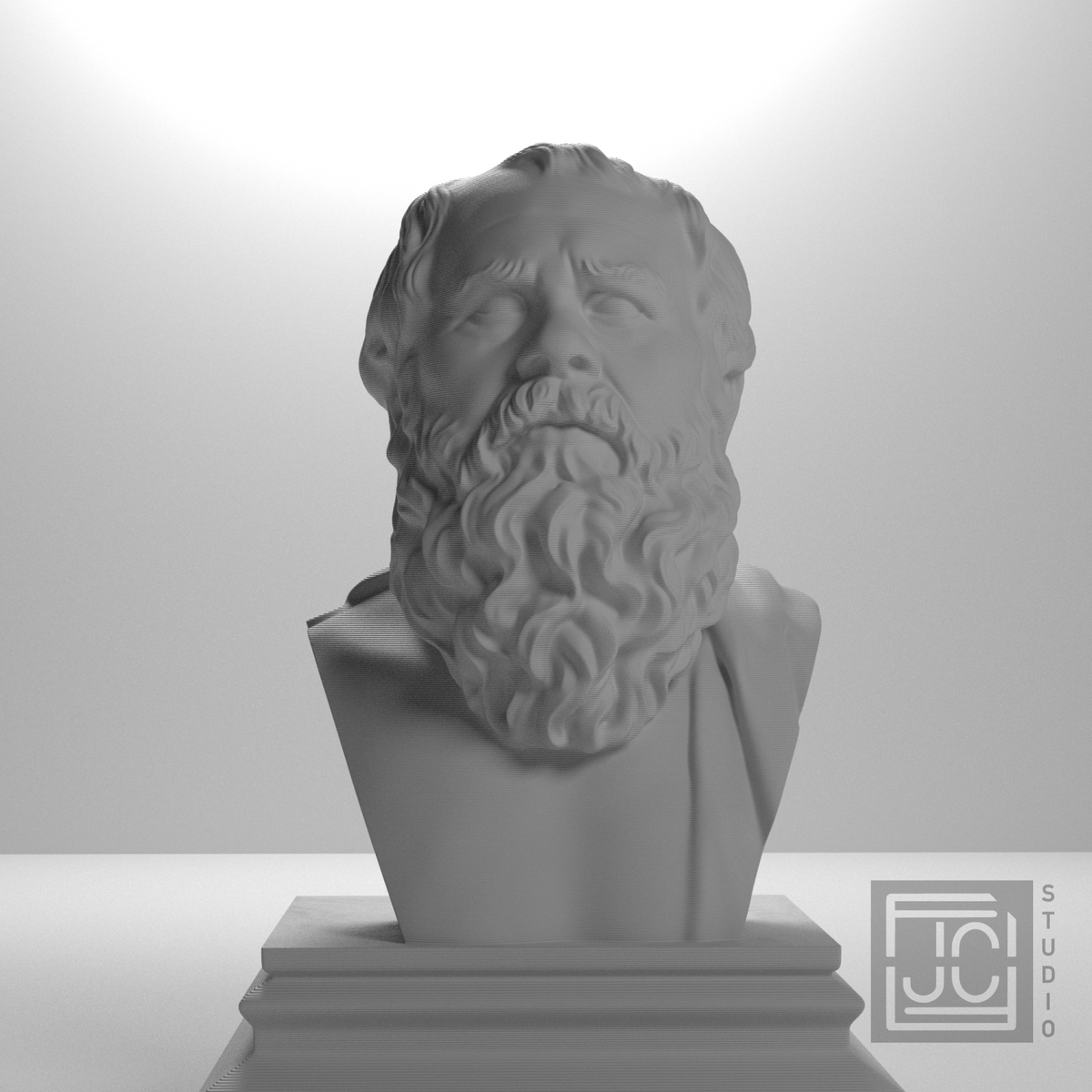Heraclitus bust, studio front view