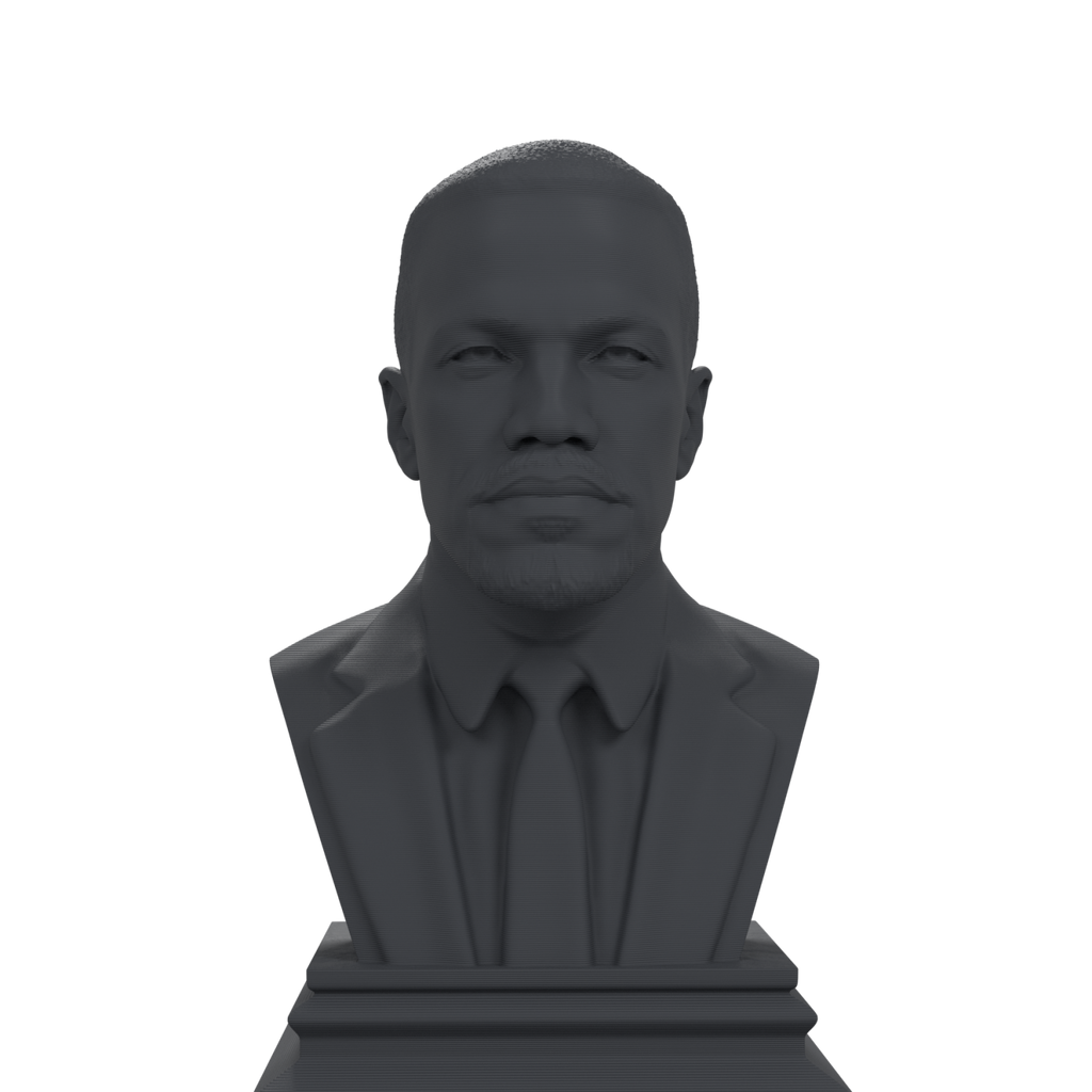 Malcolm X bust, charcoal black view