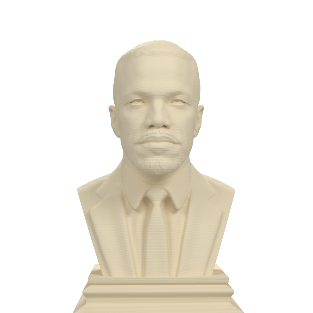 Malcolm X bust, ivory white view