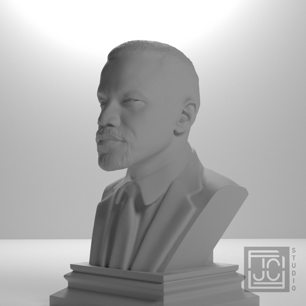 Malcolm X bust, source_315 view