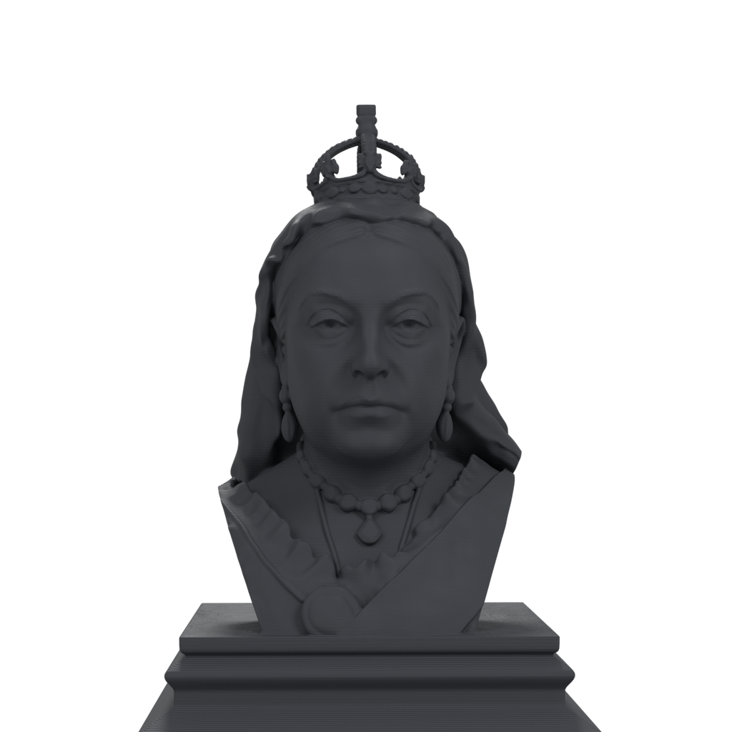 Queen Victoria bust, charcoal black view